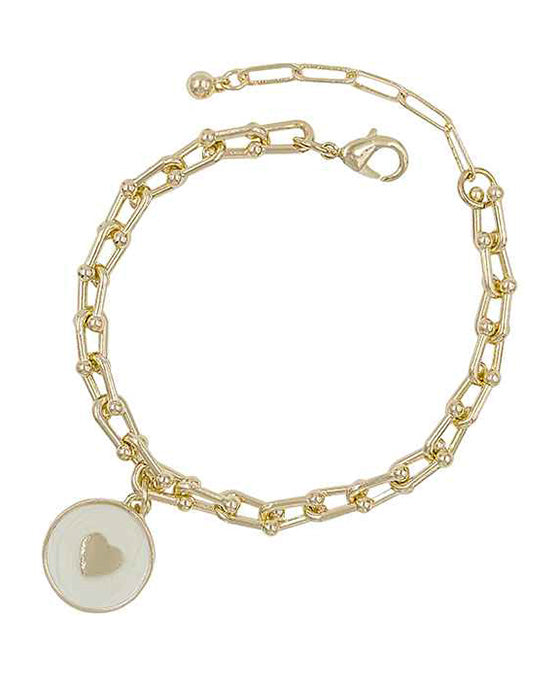 Heart Enamel Chain Bracelet