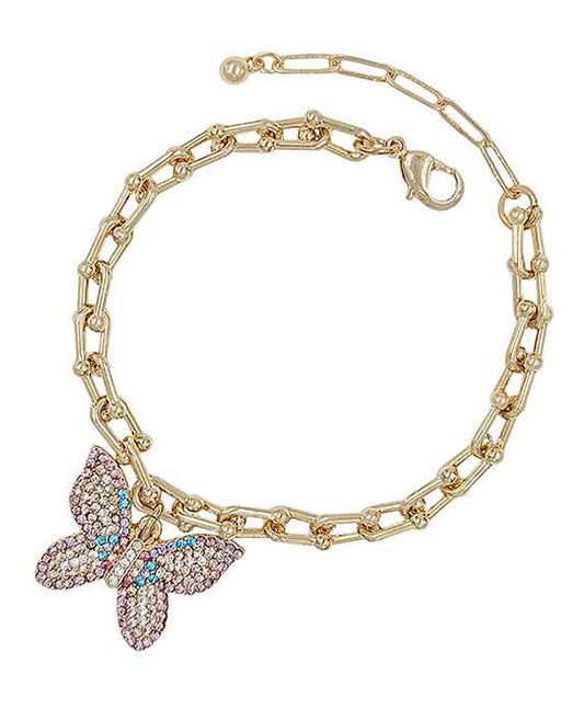 Paved Butterfly Chain Bracelet