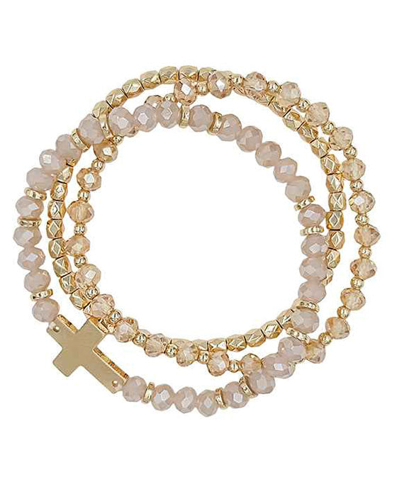 Glass & Metal 3 Set Stretch Bracelet