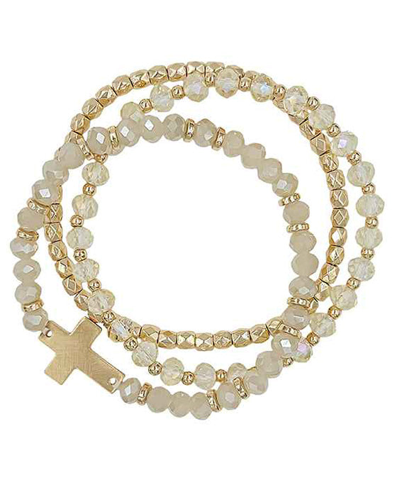 Glass & Metal 3 Set Stretch Bracelet