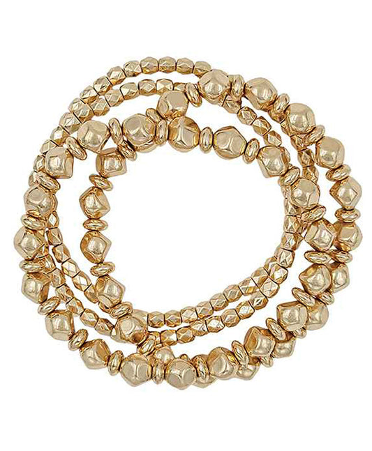 Metal Bead 4 Set Stretch Bracelet