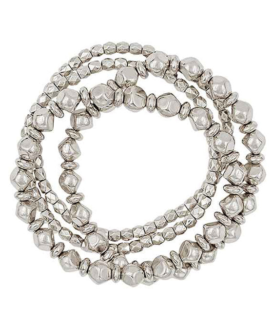 Metal Bead 4 Set Stretch Bracelet
