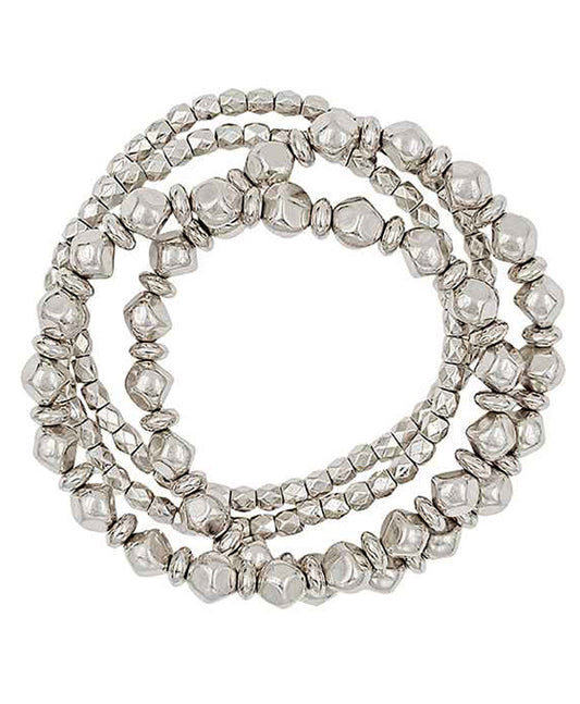 Metal Bead 4 Set Stretch Bracelet