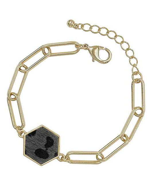 Hexagon Leopard Chain Bracelet