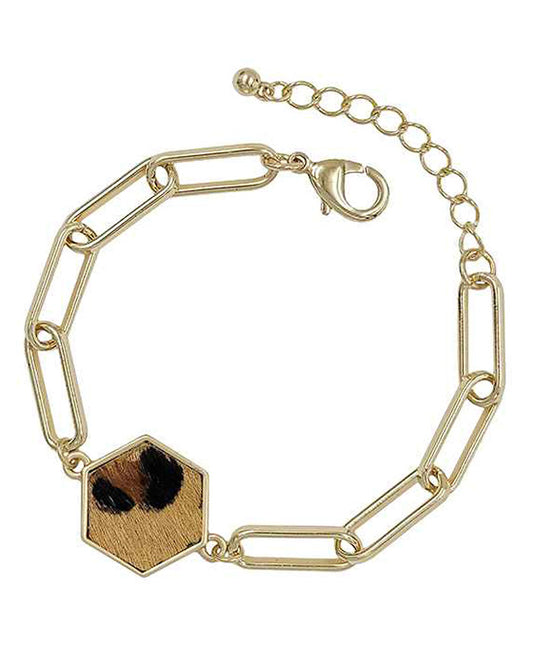 Hexagon Leopard Chain Bracelet
