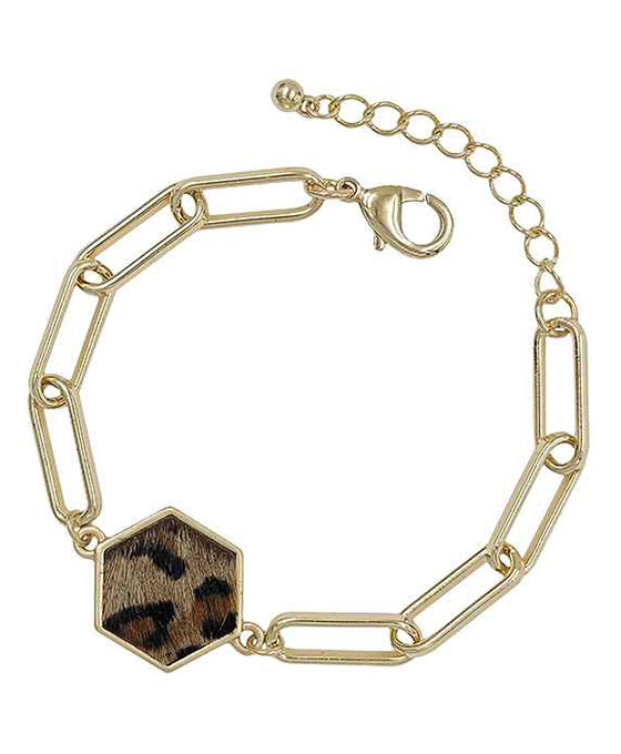 Hexagon Leopard Chain Bracelet