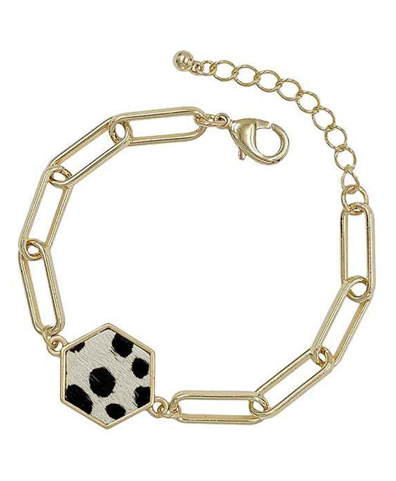 Hexagon Leopard Chain Bracelet