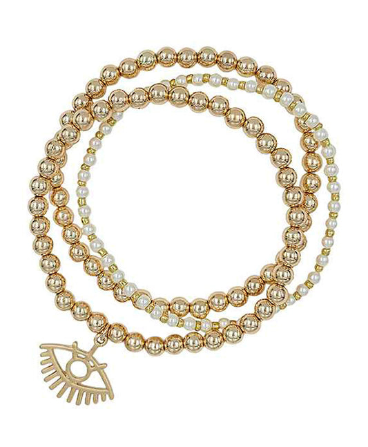 3 Set Pearl & Ball Chain Bracelet