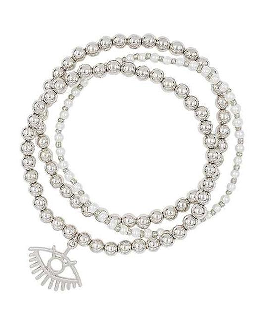 3 Set Pearl & Ball Chain Bracelet