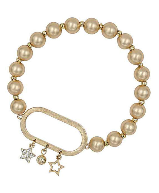 Paved Star Metal Ball Bracelet