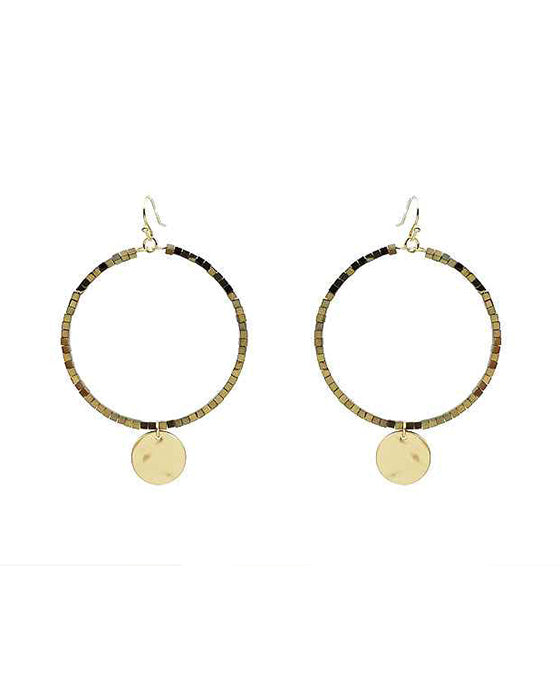 Beads w/ Hammered Metal Earring