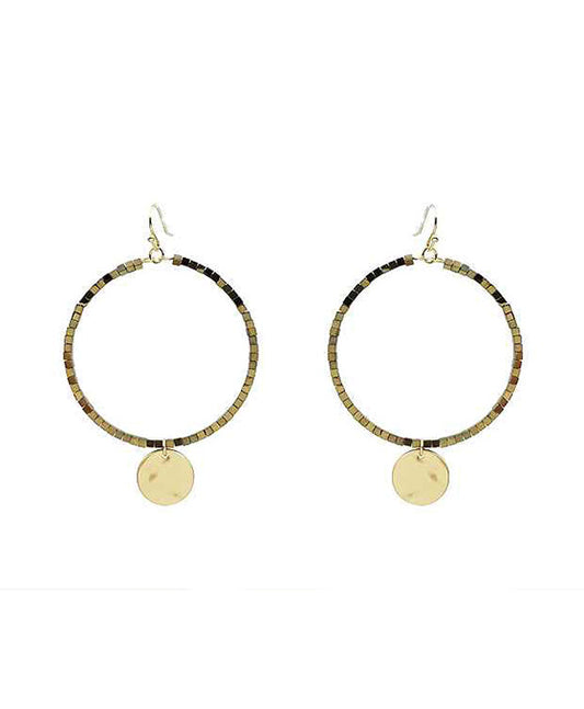 Beads w/ Hammered Metal Earring