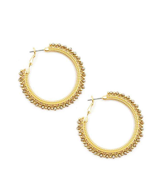 Glass Round Metal Hoop Earring