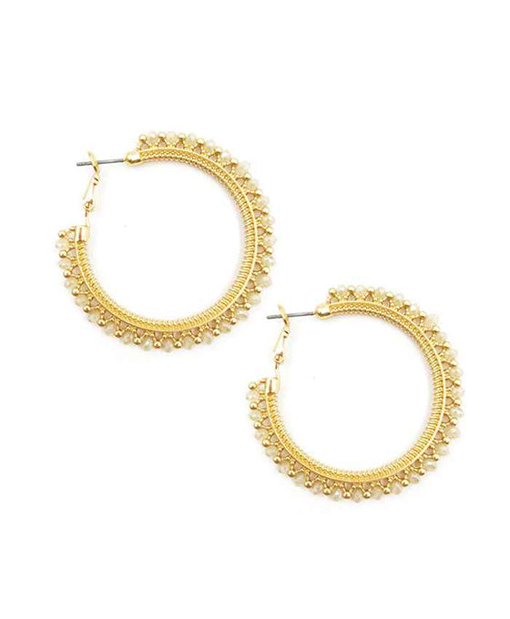 Glass Round Metal Hoop Earring