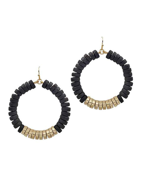 Wood Beads Circle Earring