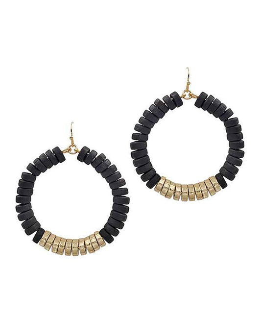 Wood Beads Circle Earring