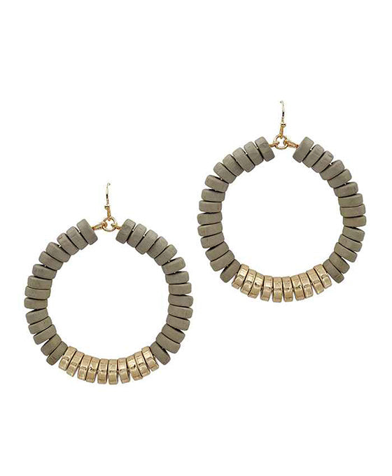 Wood Beads Circle Earring