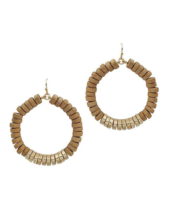 Wood Beads Circle Earring