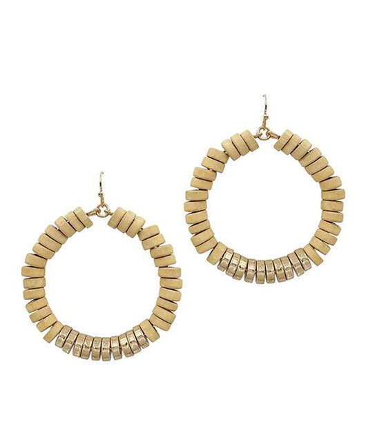Wood Beads Circle Earring