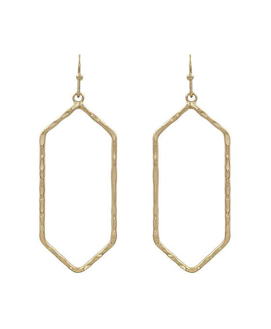 Hexagon Hammered Metal Earring