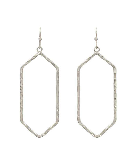 Hexagon Hammered Metal Earring