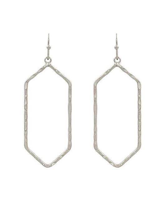 Hexagon Hammered Metal Earring