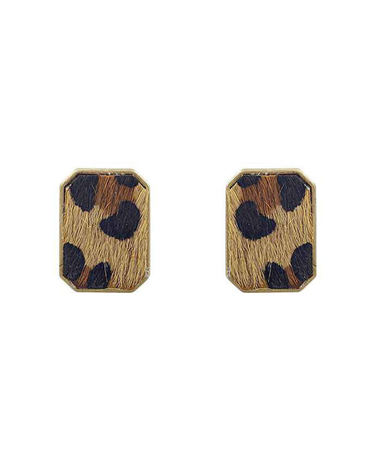 Animal Print Square Post Earring