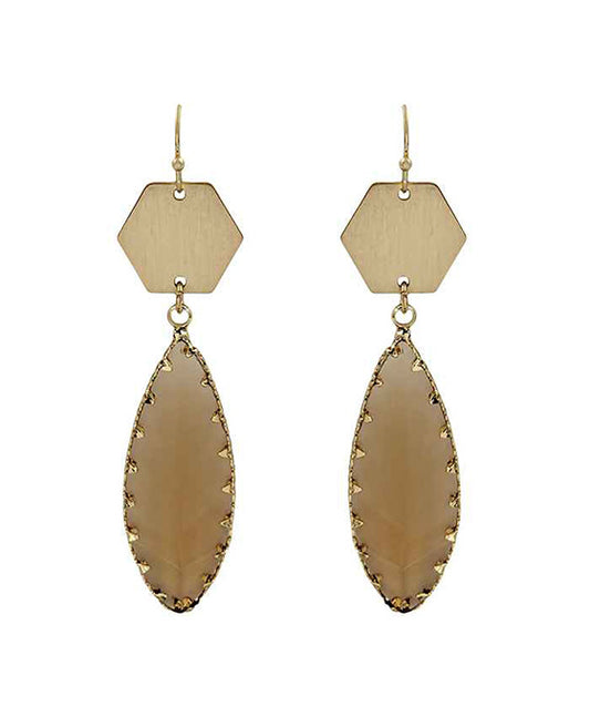 Crystal & Hexagon Metal Earring