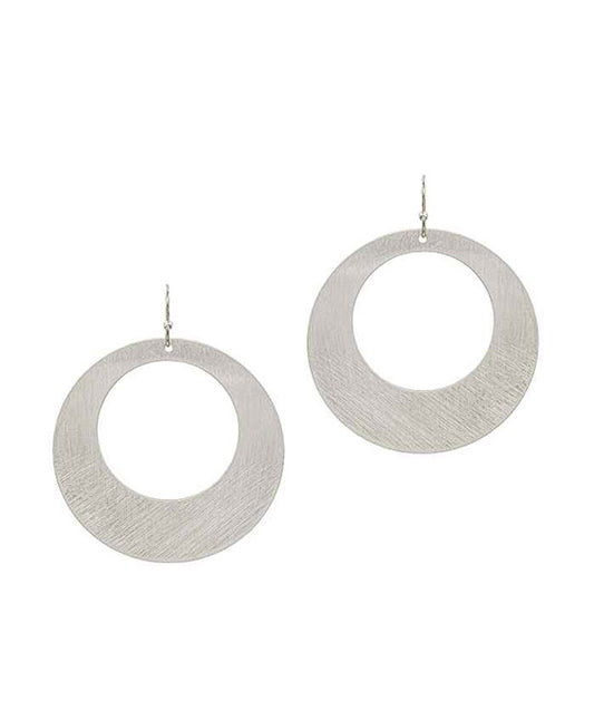 Satin Metal Round Earring