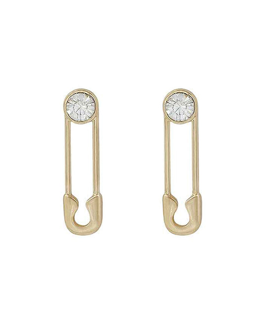 Safety Pin w/ Glass Post Earring