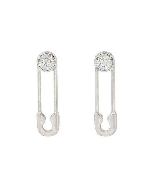 Safety Pin w/ Glass Post Earring