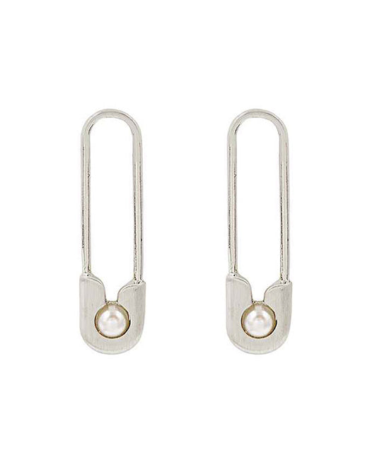 Safety Pin w/ Pearl Post Earring