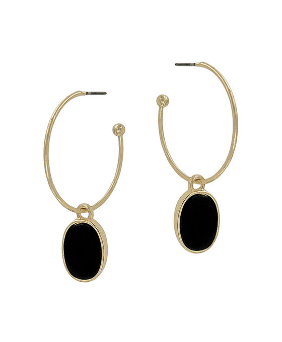 Stone Hoop Earring