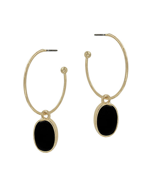Stone Hoop Earring