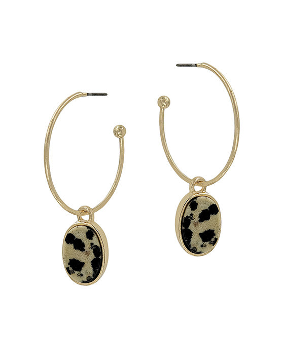 Stone Hoop Earring