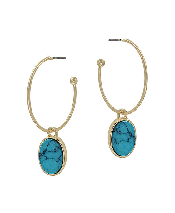 Stone Hoop Earring