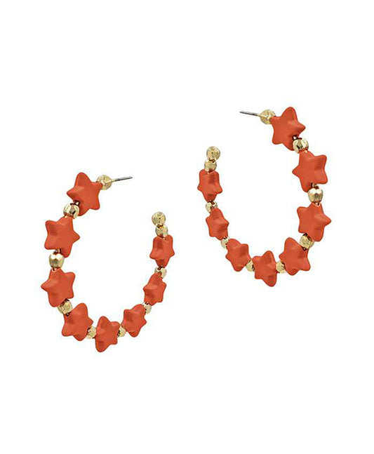 Colored Star Hoop Earring