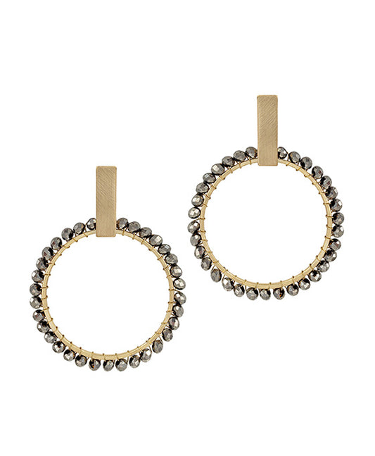 Metal Bar w/ Glass Post Earring