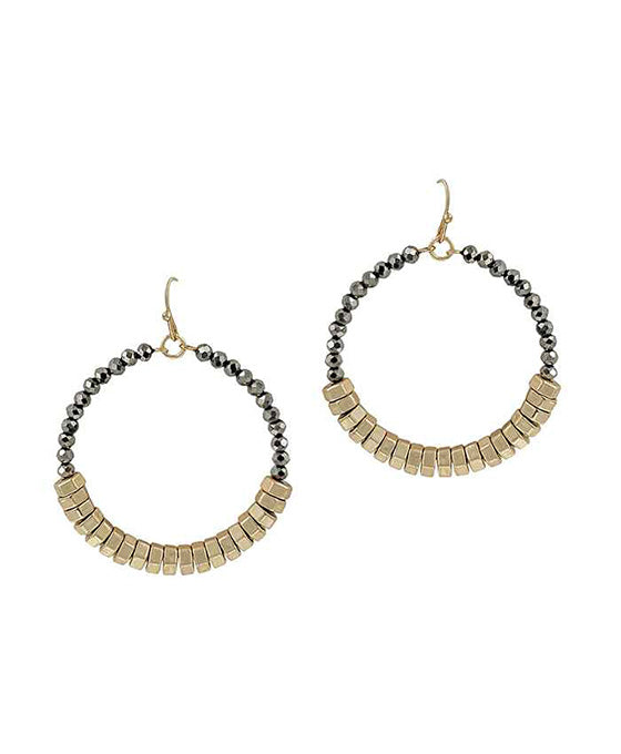 Metal & Glass Round Earring