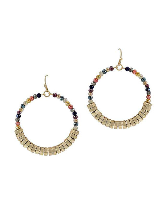 Metal & Glass Round Earring