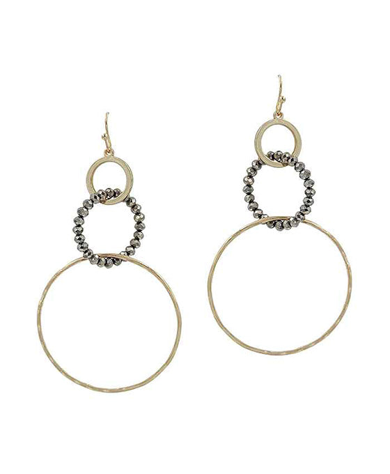 Glass & Metal Ring Earring