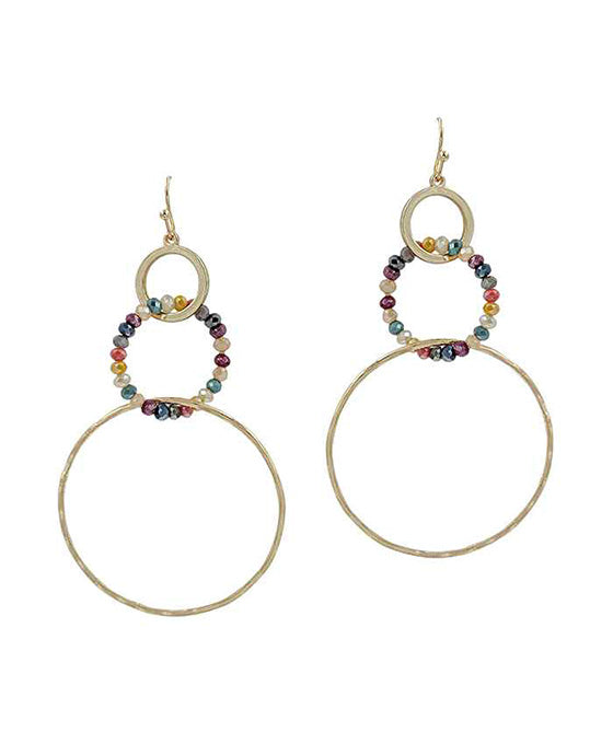 Glass & Metal Ring Earring