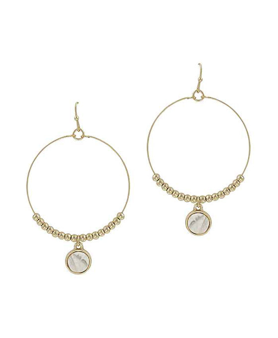 Round Stone Metal Beads Earring