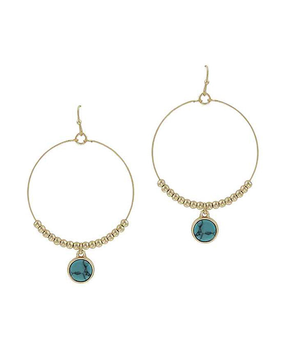 Round Stone Metal Beads Earring