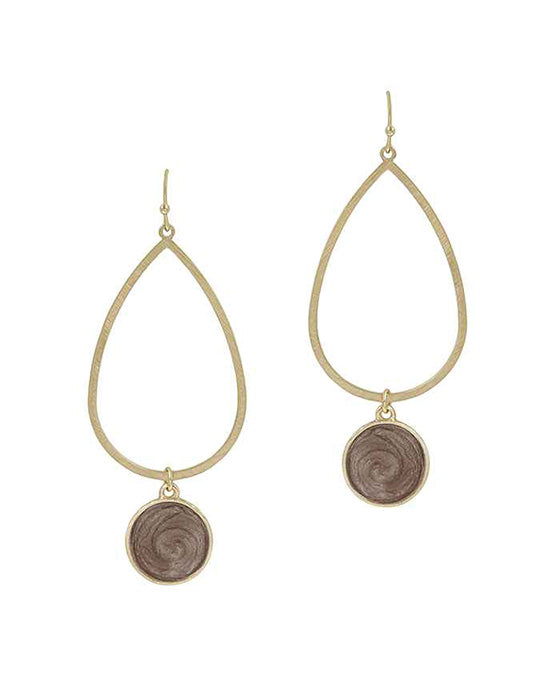 Epoxy Teardrop Metal Earring