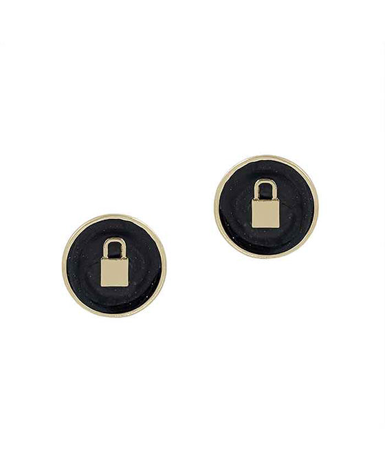 Round Epoxy Lock Post Earring