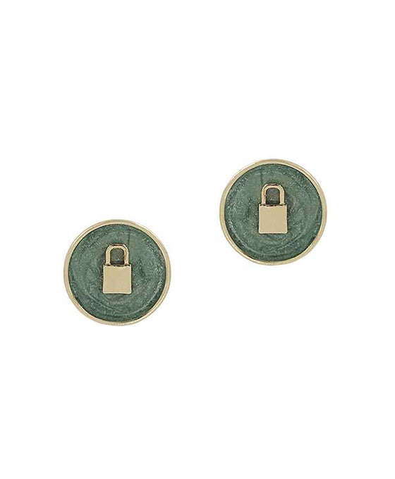 Round Epoxy Lock Post Earring