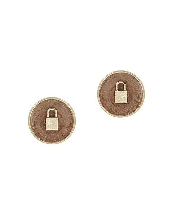 Round Epoxy Lock Post Earring