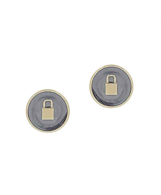 Round Epoxy Lock Post Earring