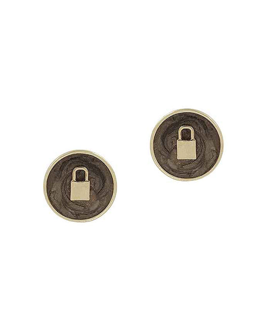 Round Epoxy Lock Post Earring